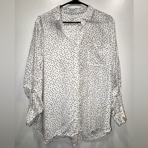 BeachLunchLounge White Polka Dot
Button Down Blouse Roll Tab Sleeves Size
L
